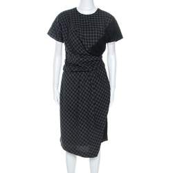 Carven Bicolor Checked Cotton Lace Trim Detail Dress M