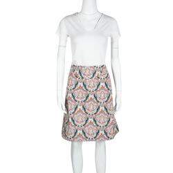 Carven Multicolor Printed Cotton Poplin Skirt M