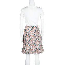 Carven Multicolor Printed Cotton Poplin Skirt M