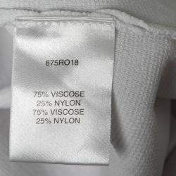 Carven White Rib Knit Belted Short Sleeve Skater Dress L