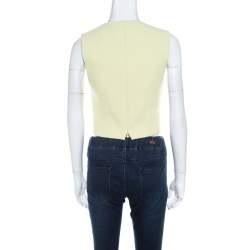 Carven Lime Green Crepe Scalloped Cross Over Crop Top M