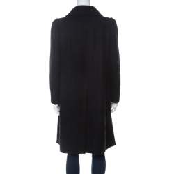 Carven Black Wool Double Breasted Coat L