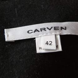 Carven Black Wool Double Breasted Coat L