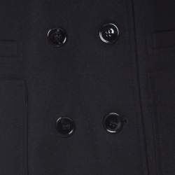 Carven Black Wool Double Breasted Coat L