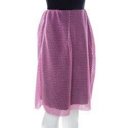 Carven Pink & Black Mesh Layered Skirt M