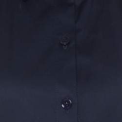 Carven Navy Blue Cotton Blend Cap Sleeves A Line Dress M