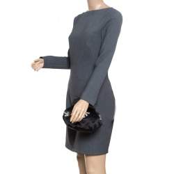 Carven Black Satin Pochon Defile F Clutch