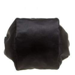 Carven Black Satin Pochon Defile F Clutch