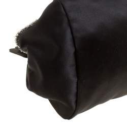 Carven Black Satin Pochon Defile F Clutch