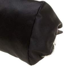Carven Black Satin Pochon Defile F Clutch