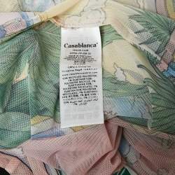 Casablanca Pink/Green Printed Stretch Mesh Sheer Top M