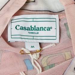 Casablanca Pink/Green Printed Stretch Mesh Sheer Top M