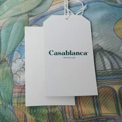 Casablanca Pink/Green Printed Stretch Mesh Sheer Top M