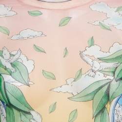 Casablanca Pink/Green Printed Stretch Mesh Sheer Top M