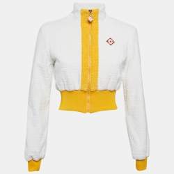 Casablanca White Logo Embossed Terry Crop Track Jacket S