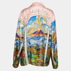 Casablanca Multicolor Chevaux Sauvages Print Silk Long Sleeve Shirt M