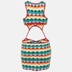 Pre Owned Casablanca Multicolor Crochet Cutout Detailed Mini Dress XS
