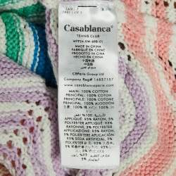 Pre Owned Casablanca Multicolor Gradient Wave Crochet Knit Sweater and Skirt Set XS