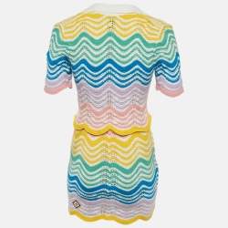 Pre Owned Casablanca Multicolor Gradient Wave Crochet Knit Sweater and Skirt Set XS