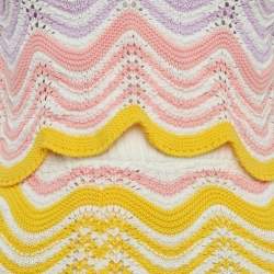Pre Owned Casablanca Multicolor Gradient Wave Crochet Knit Sweater and Skirt Set XS