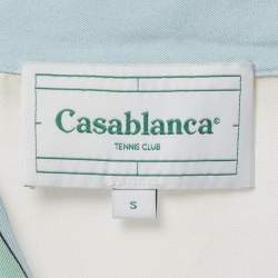 Pre Owned Casablanca Tennis Club White Printed Silk Cuban Short Sleeve S