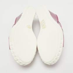 Pre Owned Casadei Purple Patent Leather Wedge Sandals Size 39