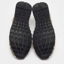 Casadei Black/Gold Suede and Leather Studded Low Top Sneakers Size 37