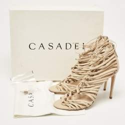 Pre Owned Casadei Beige Leather Cage Valencia Sandals Size 39