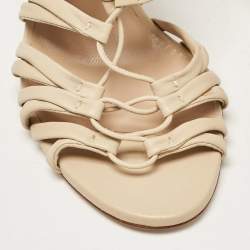 Pre Owned Casadei Beige Leather Cage Valencia Sandals Size 39