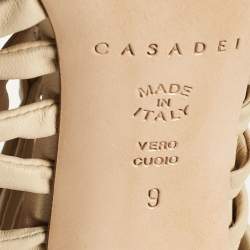 Pre Owned Casadei Beige Leather Cage Valencia Sandals Size 39