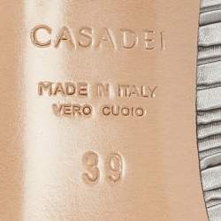 Pre Owned Casadei Grey Fabric Pointed Toe Pumps Size 39