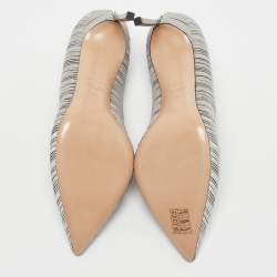 Pre Owned Casadei Grey Fabric Pointed Toe Pumps Size 39