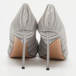 Pre Owned Casadei Grey Fabric Pointed Toe Pumps Size 39