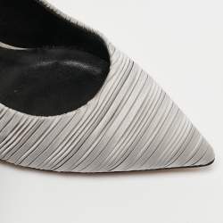 Pre Owned Casadei Grey Fabric Pointed Toe Pumps Size 39