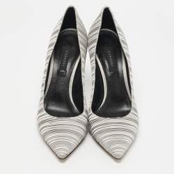Pre Owned Casadei Grey Fabric Pointed Toe Pumps Size 39