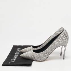 Pre Owned Casadei Grey Fabric Pointed Toe Pumps Size 39