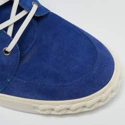 Pre Owned Casadei Blue Suede Wedge High Top Sneakers Size 38