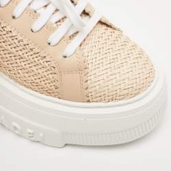 Casadei Beige Woven Leather Nexus Hanoi Platform Sneakers Size 39