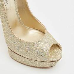 Casadei Gold Glitter Daisy Platform Pumps Size 40