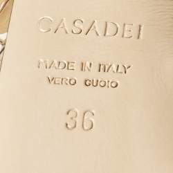 Casadei Beige Croc Embossed Patent Leather Platform Pumps Size 36