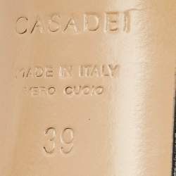 Pre Owned Casadei Cream/Black Leather Pointed Toe Mary Jane Pumps Size 39