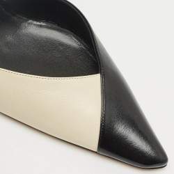 Pre Owned Casadei Cream/Black Leather Pointed Toe Mary Jane Pumps Size 39