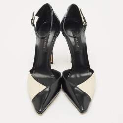 Pre Owned Casadei Cream/Black Leather Pointed Toe Mary Jane Pumps Size 39