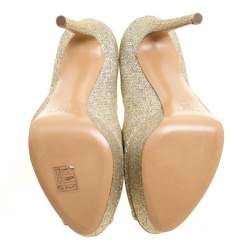 Pre Owned حذاء كعب عالي كاسادي نعل سميك مقدمة مفتوحة ديزي قماش لاميه غليتر مقاس 40