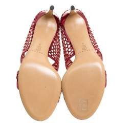 Pre Owned Casadei Metallic Red Leather Candylux Slide Sandals Size 38 