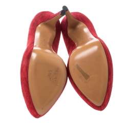 Pre Owned Casadei Red Suede Platform Slip On Ankle Booties Size 37