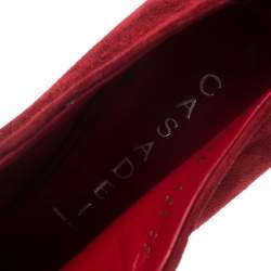 Pre Owned Casadei Red Suede Platform Slip On Ankle Booties Size 37