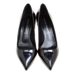 Pre Owned Casadei Black Patent Leather Pointed Toe Pumps Size 39