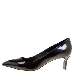 Pre Owned Casadei Black Patent Leather Pointed Toe Pumps Size 39