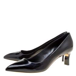 Pre Owned Casadei Black Patent Leather Pointed Toe Pumps Size 39